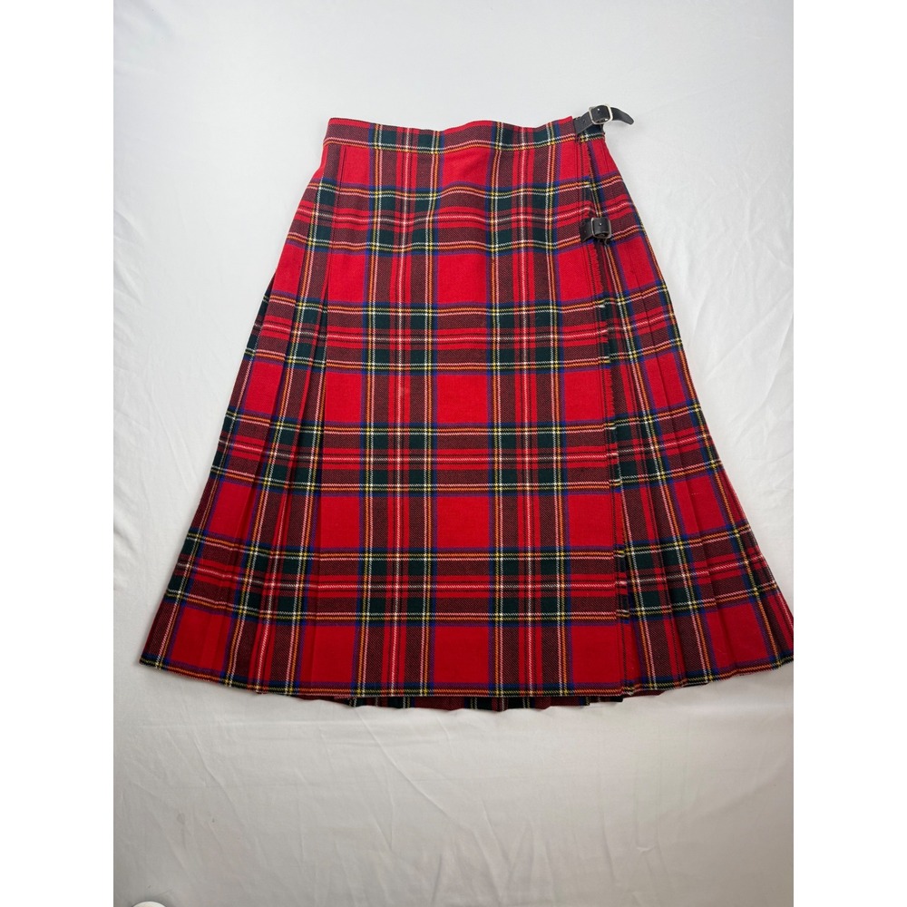 Authentic Scottish Red Tartan 100% Wool Kilt Skirt US 4 Made In Scotland
